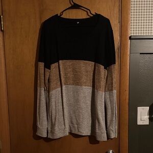 Black, Brown, and Gray Colorblock Sweater